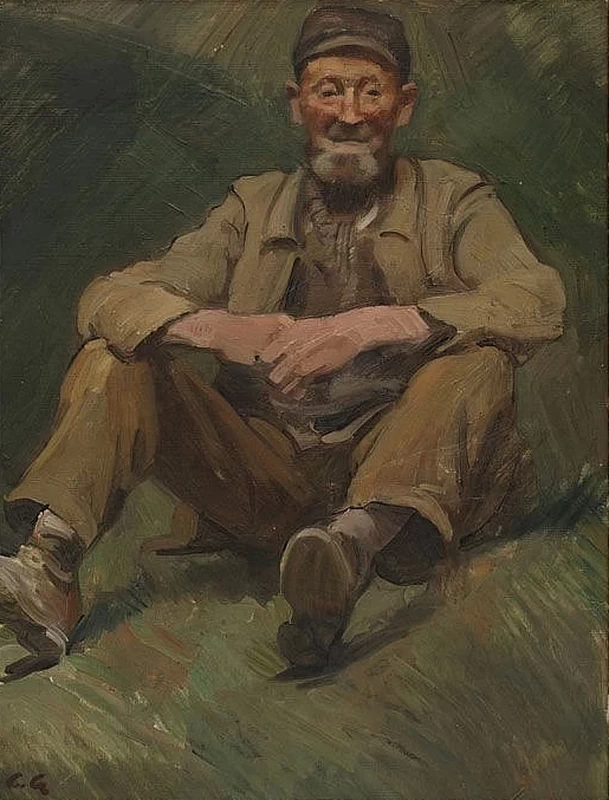 Charles Giron - Ritratto di uomo seduto a terra